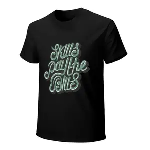 Men's Unisex 180g Heavyweight "Skills Pay The Bills" Graphic T-Shirt - Black Retro Script Print, Hustle Culture Streetwear, Short Sleeve, Frisco Orange Tee, Big Deborah World Tshirt