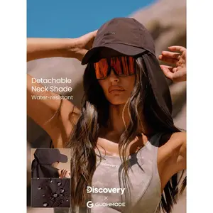 GLOWMODE X Discovery Sunny Sidekick Sweat-Wicking Waterproof Reflective Side Panels Adjustable Back Straps Detachable Neck Shade Sun Protection Shield Cross Cap Hat Hiking Outdoor Running Workout Active