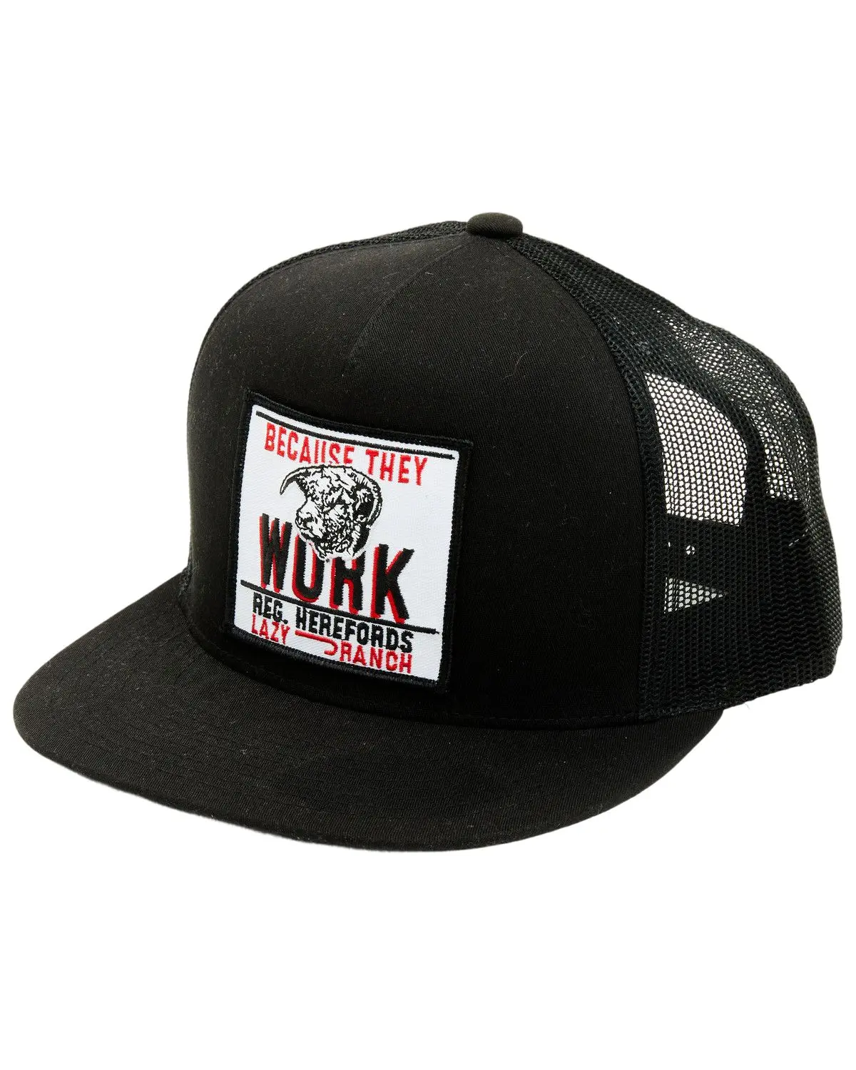 Lazy J Ranch Wear Men's Men'S Boot Barn Because They Work Ball Cap - Black4-Btw-Wht
