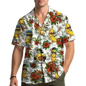 Banana Baseball Hawaiian Shirt Men Women Youth, Funny Tropical Fruit Sports Print, Summer Beach Vacation Short Sleeve Button Up Shirt