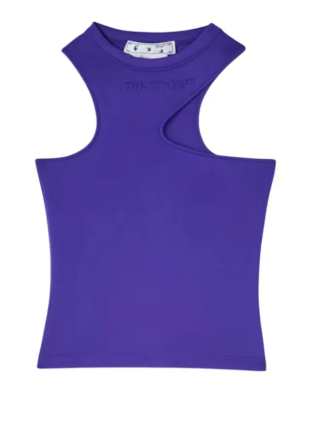 Off-White Sleek Asymmetric Rowing Top | PTP 11" | 38IT (2US) | Purple
