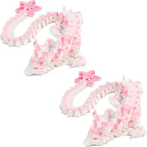 3D Printed Cherry Blossom Dragon, 2 Counts Creative Desktop Decorative Figurines Decoration, Dragon Statue Ornament for Lovers & Collectors, Decorating, Pastel, Decoration Items, Room Decor, Flower, Home Decor Statue