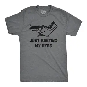 Mens Just Resting My Eyes T Shirt Funny Sarcastic Top Cool Gift for Dad Joke Mens Funny T Shirts Cool Vintage Fashion T-Shirt Gift Classic Menswear Dad Joke Apparel for Men Funny Sarcastic Short Sleeve Novelty Dark Grey