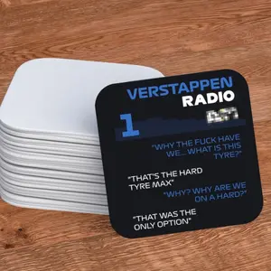 Radio Coasters, Motorsport Team Radio Quote Coaster, Fan Gift & Merch, Seat Full of Water