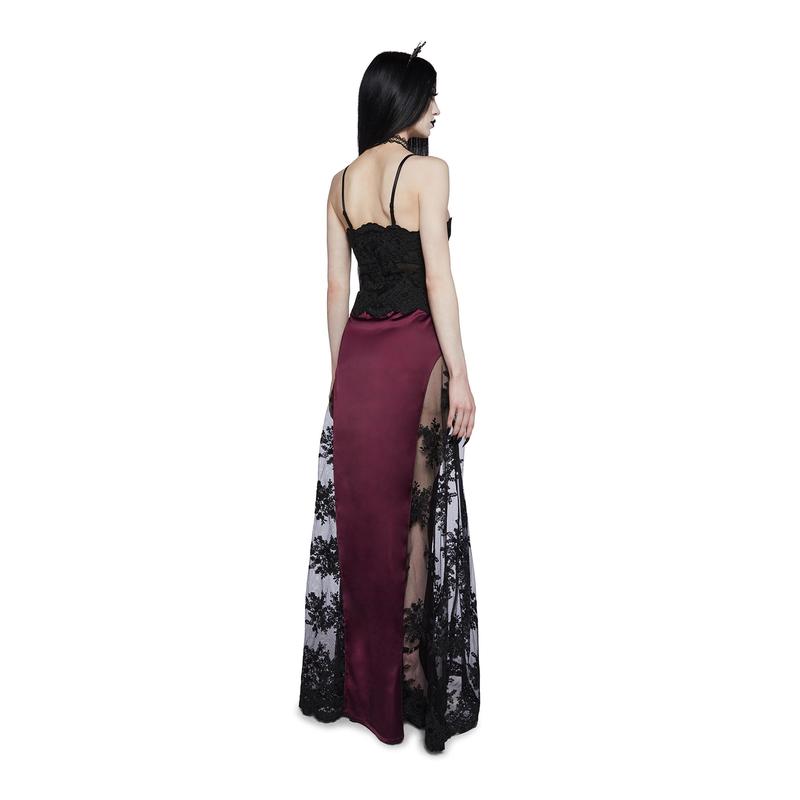 chinese dress ladies Lustrous Two Pieces Layered Silk Maxi Dress
