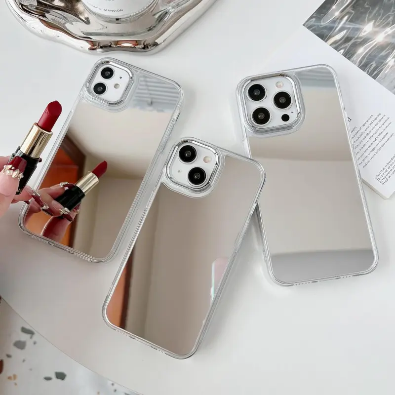 Makeup Mirror Phone Case with 2pack Screen Protector for iPhone 17promax 17AIR 16pro 15plus 14 13 12 11 Pro Max & Plus, Shockproof Protective Cover,Stylish and High-End Phone Case