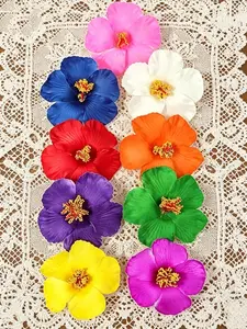 9pcs Women's Hibiscus Flower Hair Clip Set – Bohemian Tropical Beach Vacation Style, PVC Lightweight & Waterproof Design, Elegant Summer Casual Hairpins, Trendy Hawaiian Hair Accessories for Daily, Beach Trips & Holiday Outfits