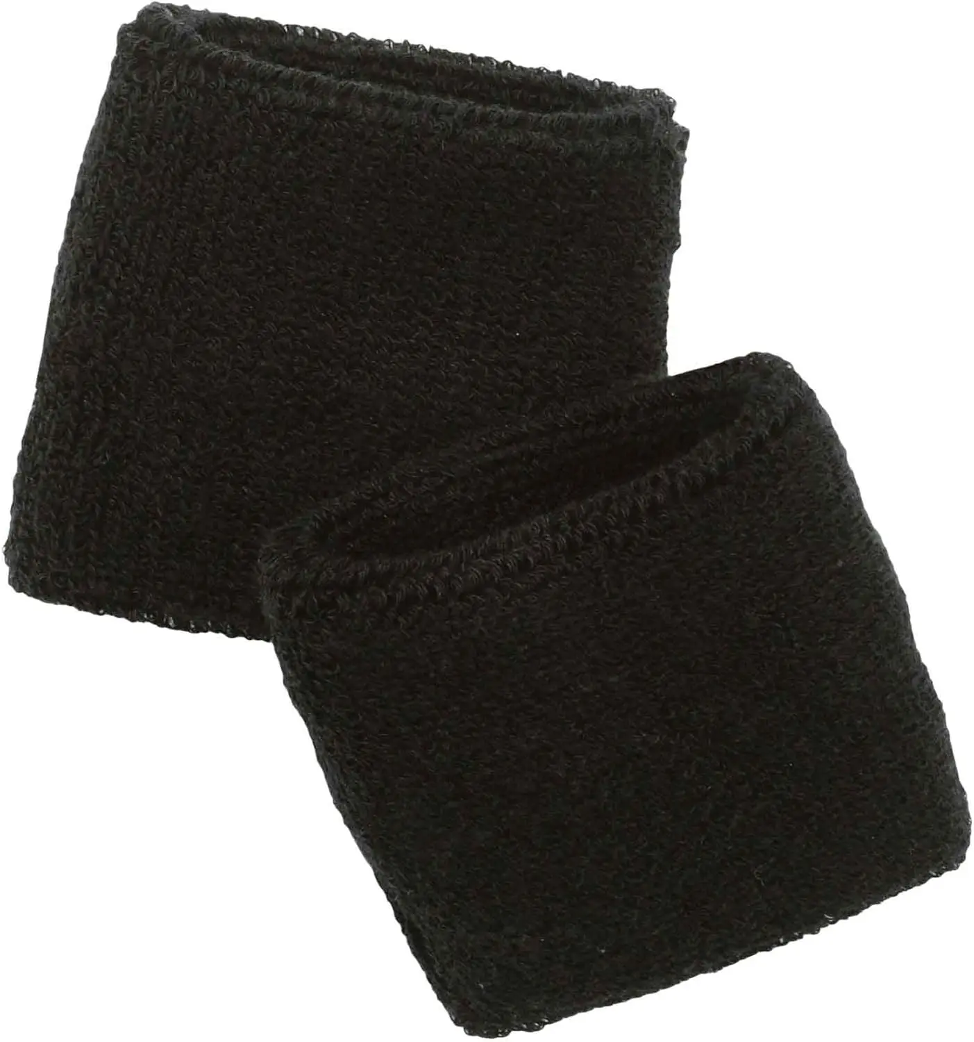 Black Elastic Wrist Sweatbands, 1 Pair Thick Polyester Terry, Absorbent Sports Accessories for Unisex Workouts, Elastic Wristbands, Absorbs Sweat, Snug Elastic