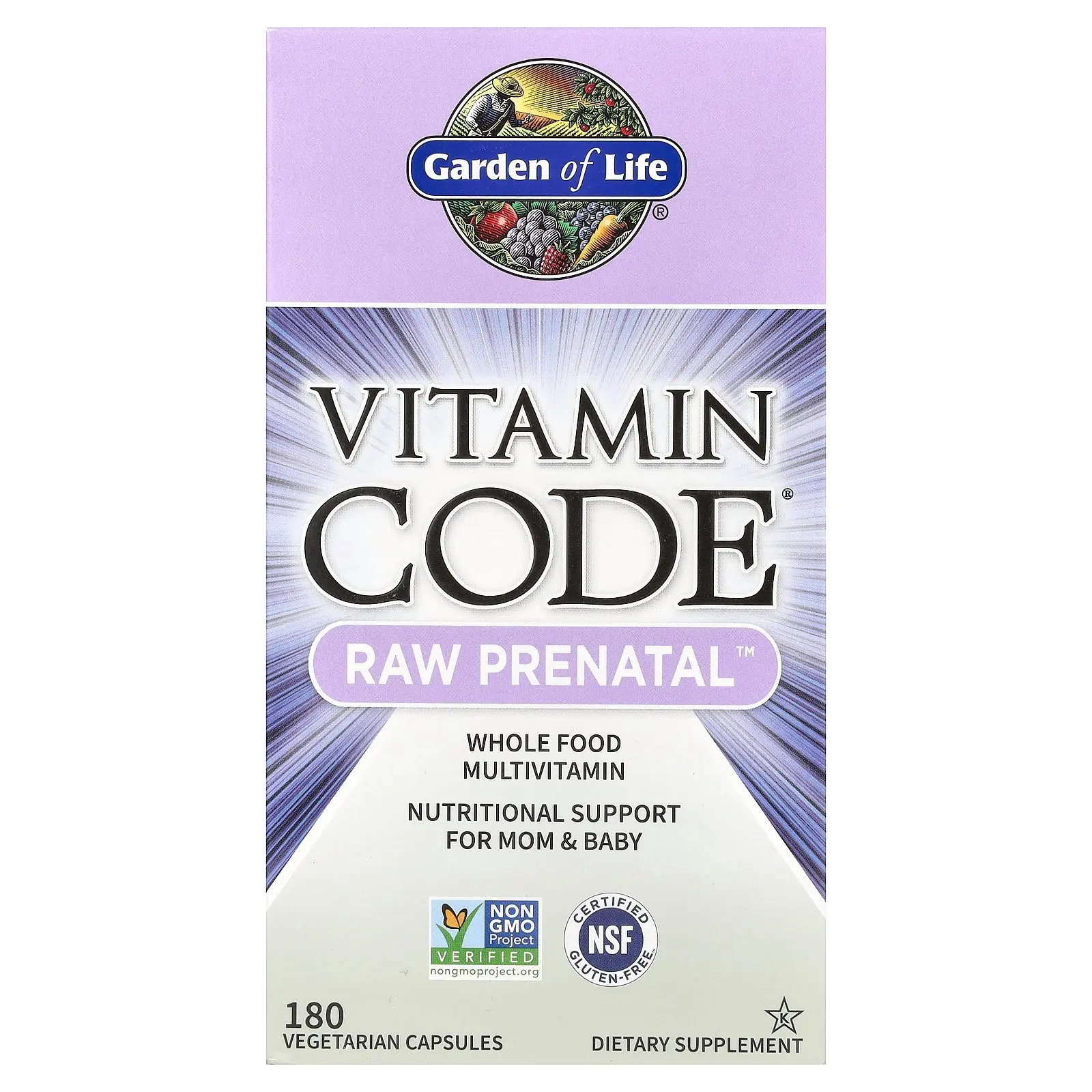 Garden of Life Vitamin Code®, RAW Prenatal™, 180 Vegetarian Capsules | HSA/FSA Eligible
