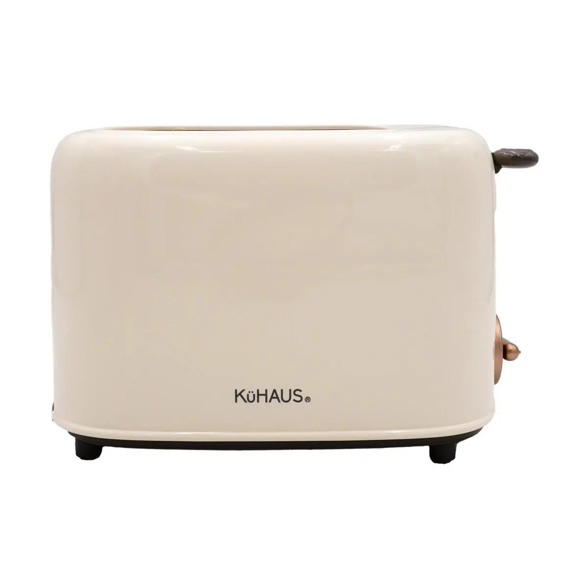 KUHAUS 2-Slice Toaster Ivory White - Compact Retro Design for Bagels & Bread