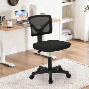 Desk Chair - Armless Mesh Office Chair, Ergonomic Design, No Armrest, Lumbar Support, Swivel Rolling for Small Spaces
