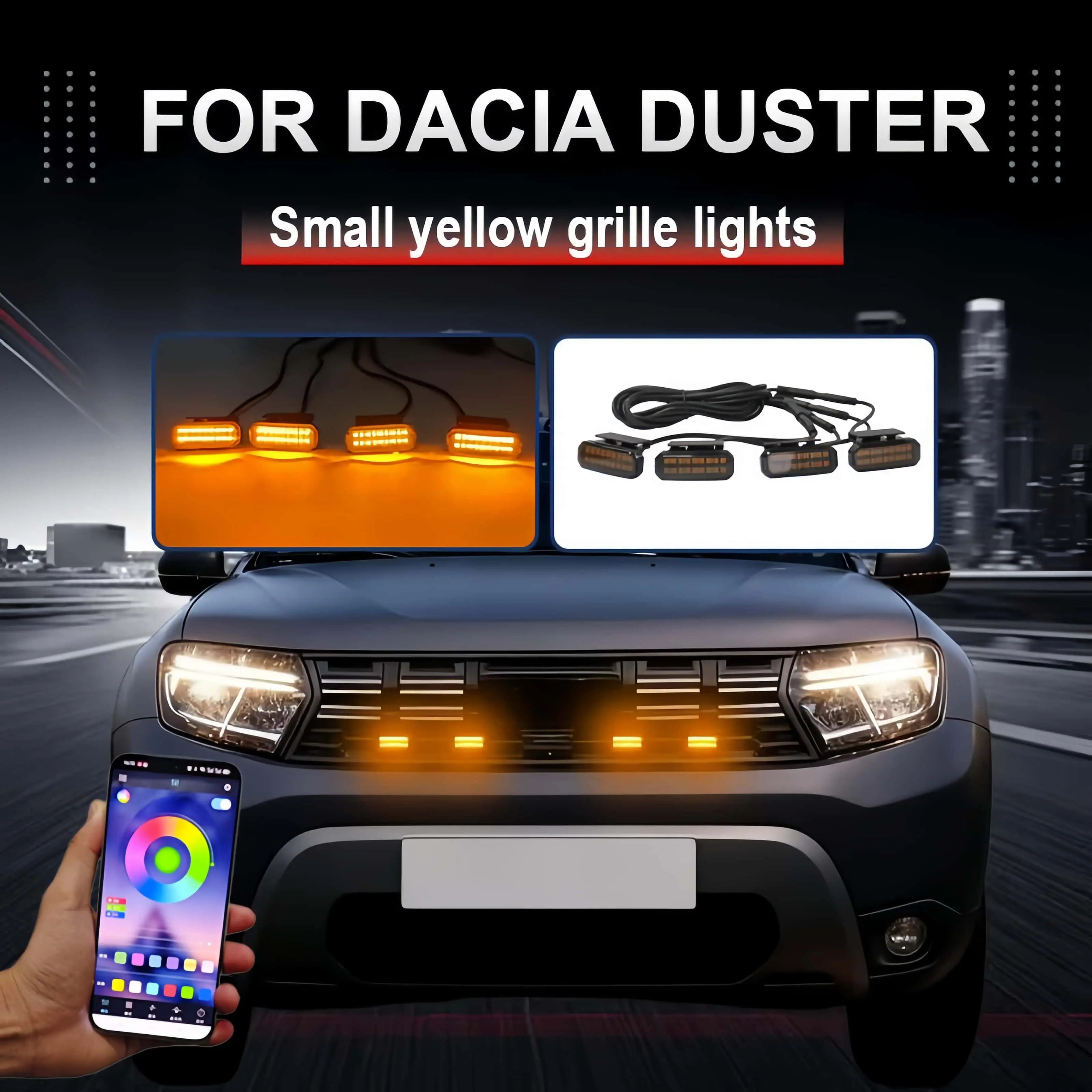Modern LED Front Grille Light with Bright LEDs for Dacia Duster - 12V Car Daytime Running Light, Wheel Eyebrow Design, Easy Installation, Improved Visibility, Enhanced Appearance