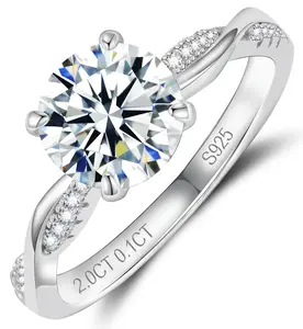 【#R443 1CT 2CT 】UCCIYO 18k Gold-Plated Lab-Created Moissanite S925 Sterling Silver Moissanite Ring for Women Men Hip Hop Jewelry Gif