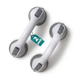 2 Pack Heavy-Duty Shower Grab Bars - Grey Suction Bar Handles for Elderly, Seniors, Handicap, Safety Balance Assist Grip for Bathroom, Toilet - Anti-Slip, Shower Handles Hand Rai
