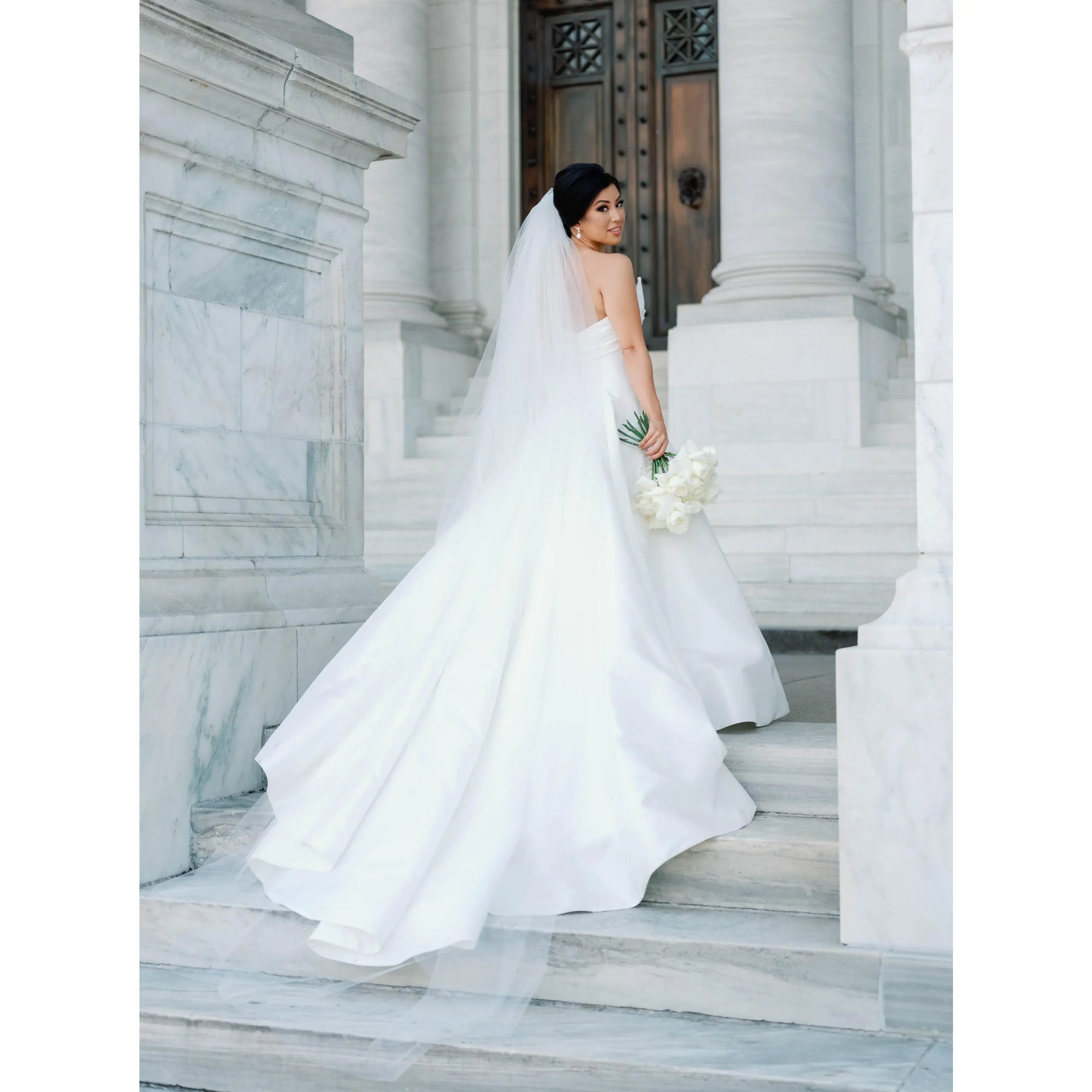 Extra Full Two Tier Cathedral Wedding Veil with Raw Edge