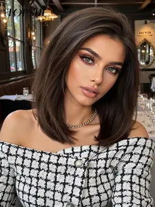 Topshe 13x6 HD Lace Front Wig Straight Hair, Lace Straight Wigs, Comfortable Natural Look, Daily Wear, Trendy Fashion, Medium Length, No Bangs