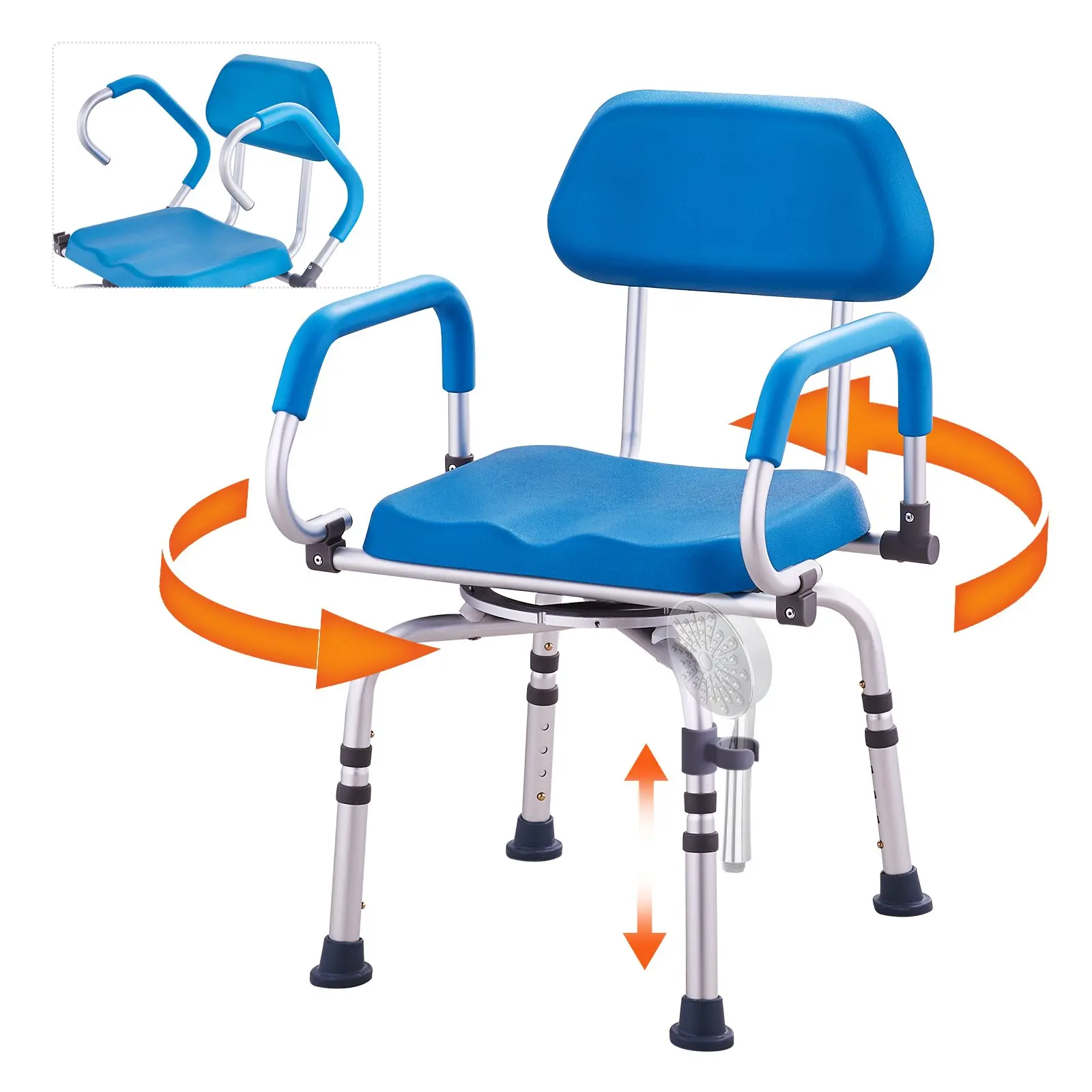 360° Swivel with Pivoting Arms & Soft Cushion Seat