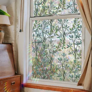 Vintage Plant Vine Sunlight Colorful Glass Sticker, 40x100cm Window Decal, Home Decoration Patchwork, Universal Use