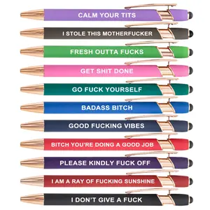 Funny Adult plastic pens set-11pcs retractable ballpoint pens with funny words, black ink, Premium Days of The Week Swear Cuss Word Pens for Office Gifts, Novelty Pens for Corworkers, Thanksgiving gift / Christmas gift