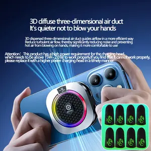 2026 New Smartphone Cooling Device, Semi-Conductor Phone Cooler with RGB Lighting, Usb-Powered Cooler for Gaming, Video Streaming & Live Broadcasting, Includes Game Finger Sleeves