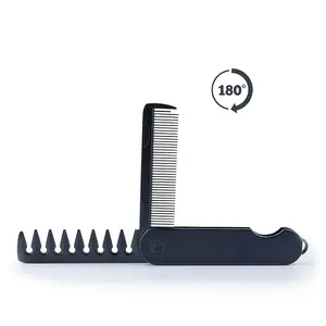 1Count Dual-Function Comb for Men and Women | Travel-friendly Foldable Design | Wide and Fine Teeth for Both Use | Durable ABS Plastic Material | Portable Multifunctional Styling Tool with Safety Clasp Ring | Suitable for Normal Hair Types