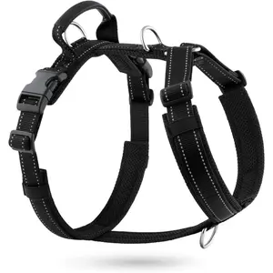 No Pull Dog Harness with Handle, Soft Mesh Padded Adjustable for Small Medium Large Dogs| Reflective Easy Walk Harness with Front Clip for Training, Running & Outdoor (Black, L)