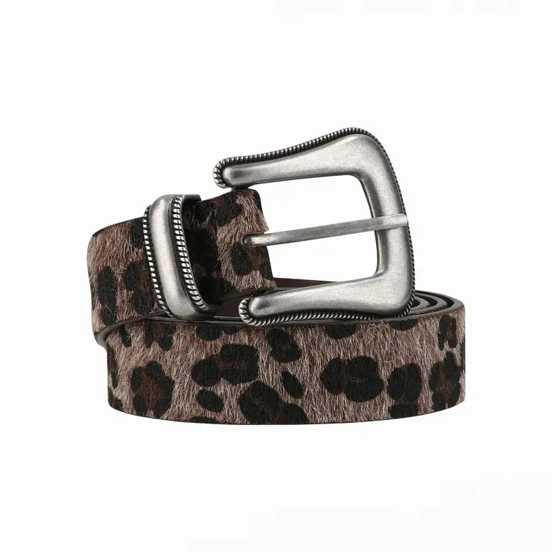 Chic Vintage EXPRESS Belt Leopard Stretch Belt Silver Buckle Sz M/L Black Women Belt Tiger Animal Print Hip High Waist Leopard Black  main image 2