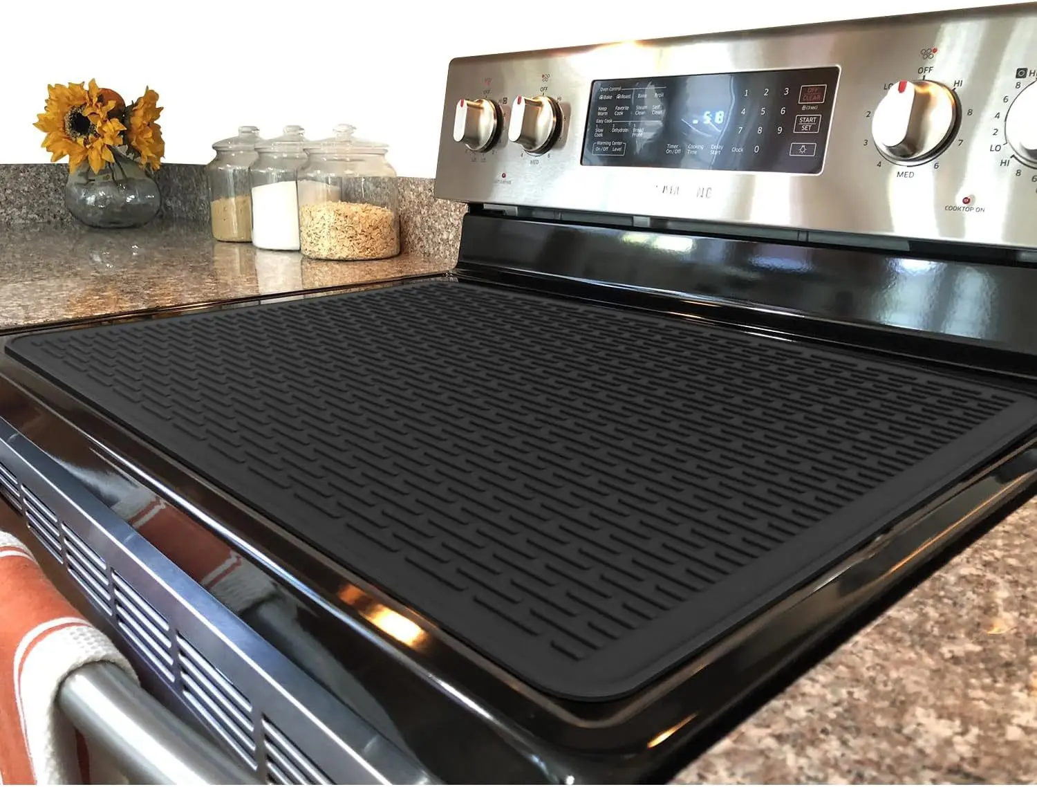 Stove Top Covers for Electric Stove, Food Grade Silicone Glass Stove Top Cover Protector, Thick Induction Cooktop Protector, Heat Resistant Range Ceramic Stove Top Covers Mat, Dish Drying Mat XL
