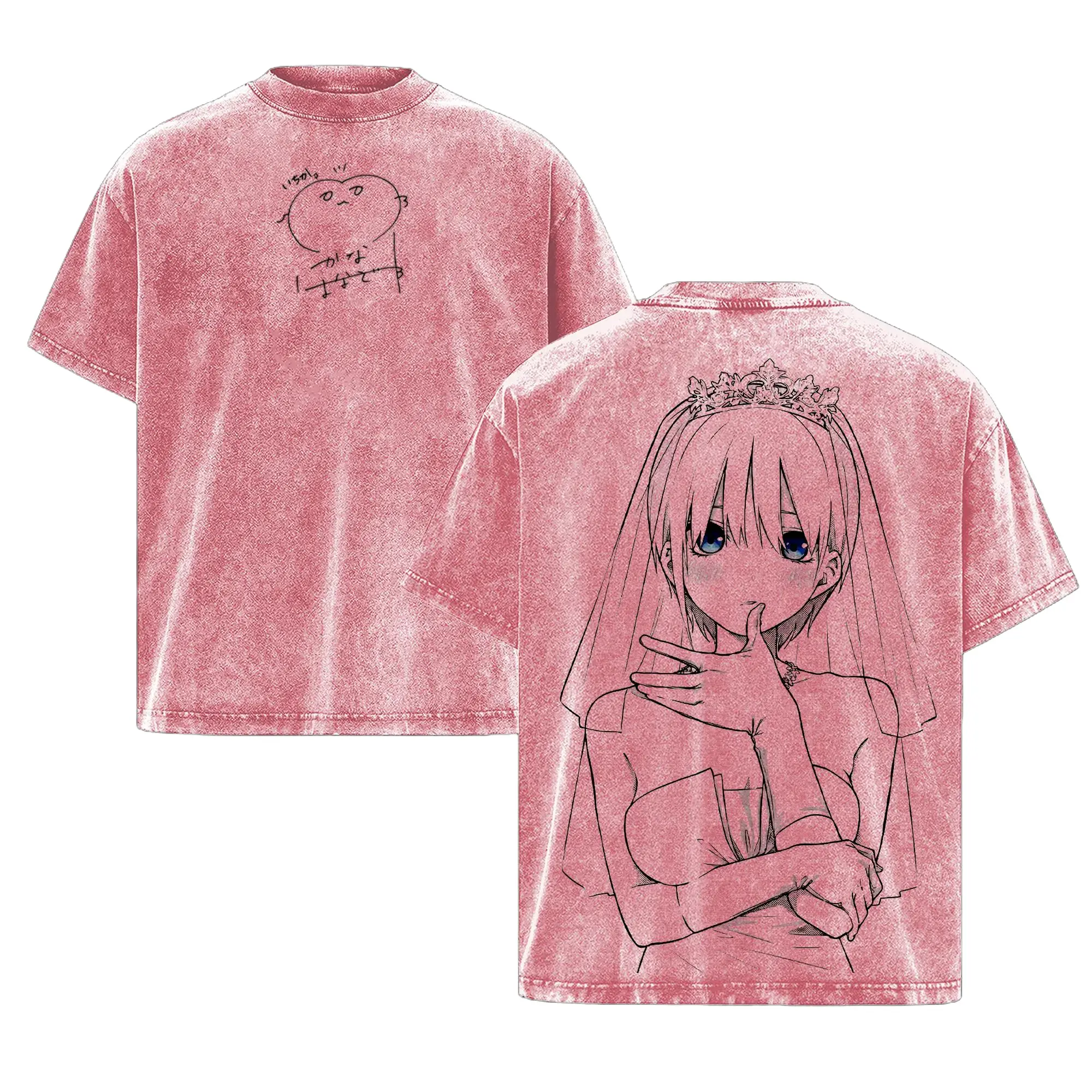 Ichika 2026 The Quintessential Quintuplets Retro Washed Graphic Tee Heavyweight Cotton Loose Fit All Season Trendy Streetwear Casual Daily Short Sleeve Unisex T Shirts For Men Women Cotton Unisex Graphic T-Shirt