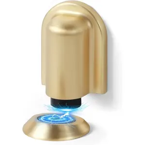 2 Pack  Door Stopper  Door Cathc Brushed  Floor Mounted Door Stop Keep Door Open with Screws and Adhesive No Drilling