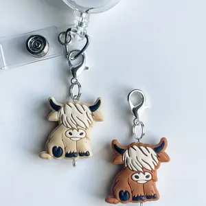 Baby Highland Cow Badge Reel Charm - Unique Cow Design, Fun and Personalized Keychain, No Badge Reel Included