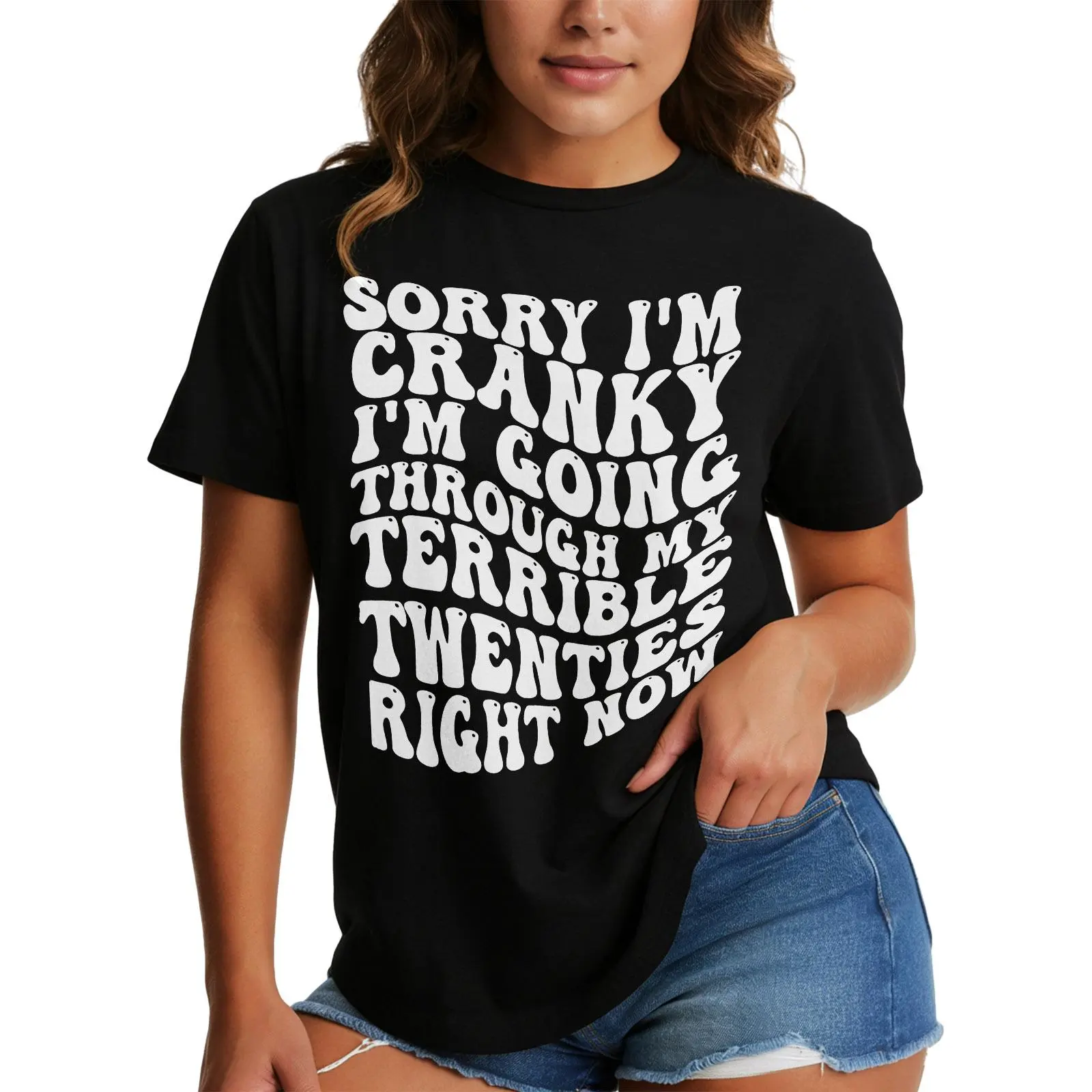 Terrible Twenties Cranky Quote Graphic T-Shirt | 100% Premium Cotton Y2K Style Relatable Humor Tee for Her | Authentic Funny Saying TShirt Everyday Gift T Shirt