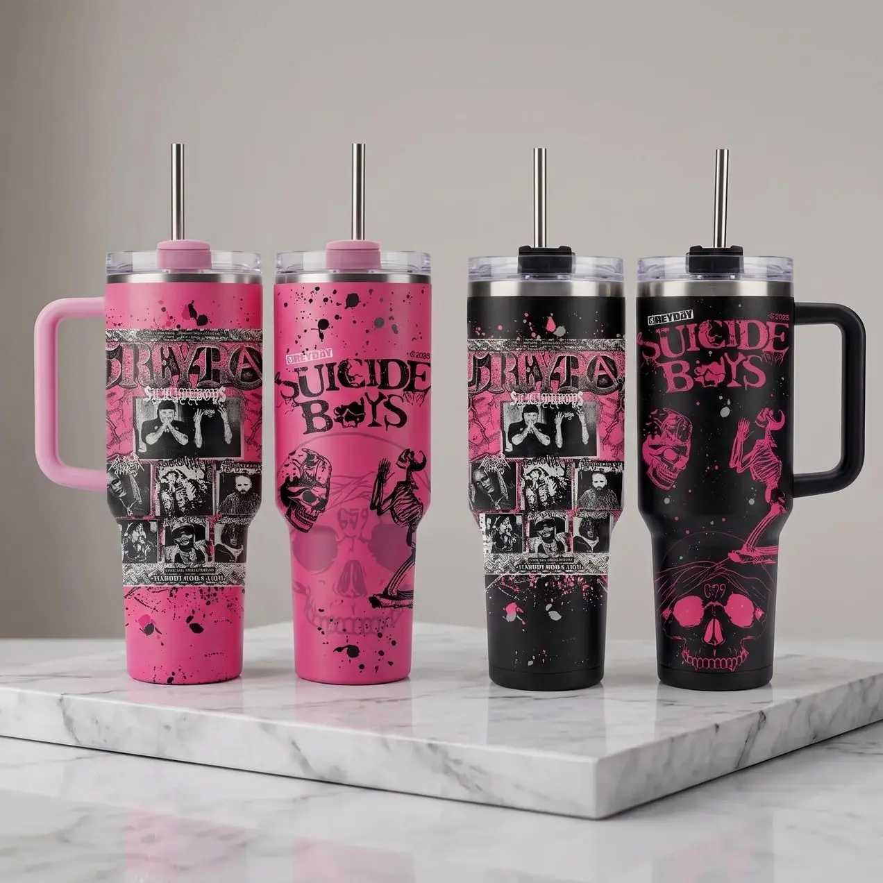 $ui..cideb0y Greyday 2026 – North American Tour Inspired 40oz Tumbler With Handle, Insulated Travel Cup With Straw
