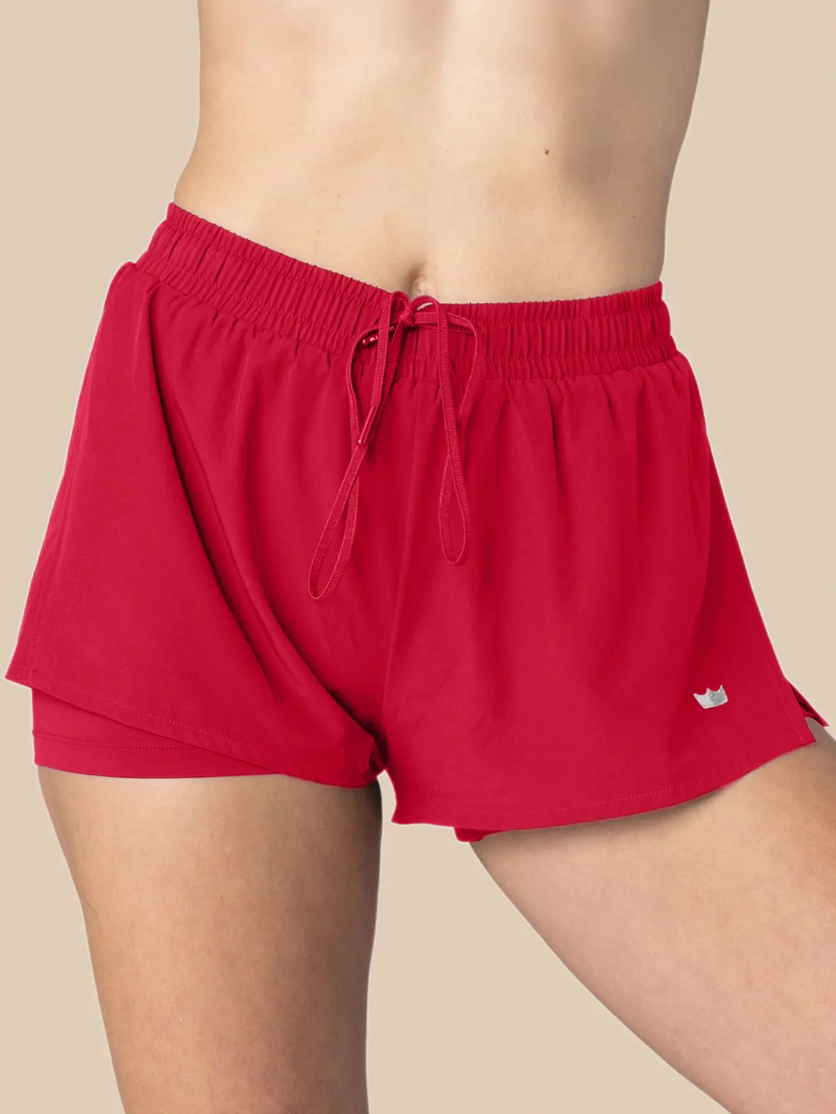 2-in-1 Drawstring Running Workout Shorts, Lollipop Color Sports & Outdoor Clothing, Drawstring Shorts