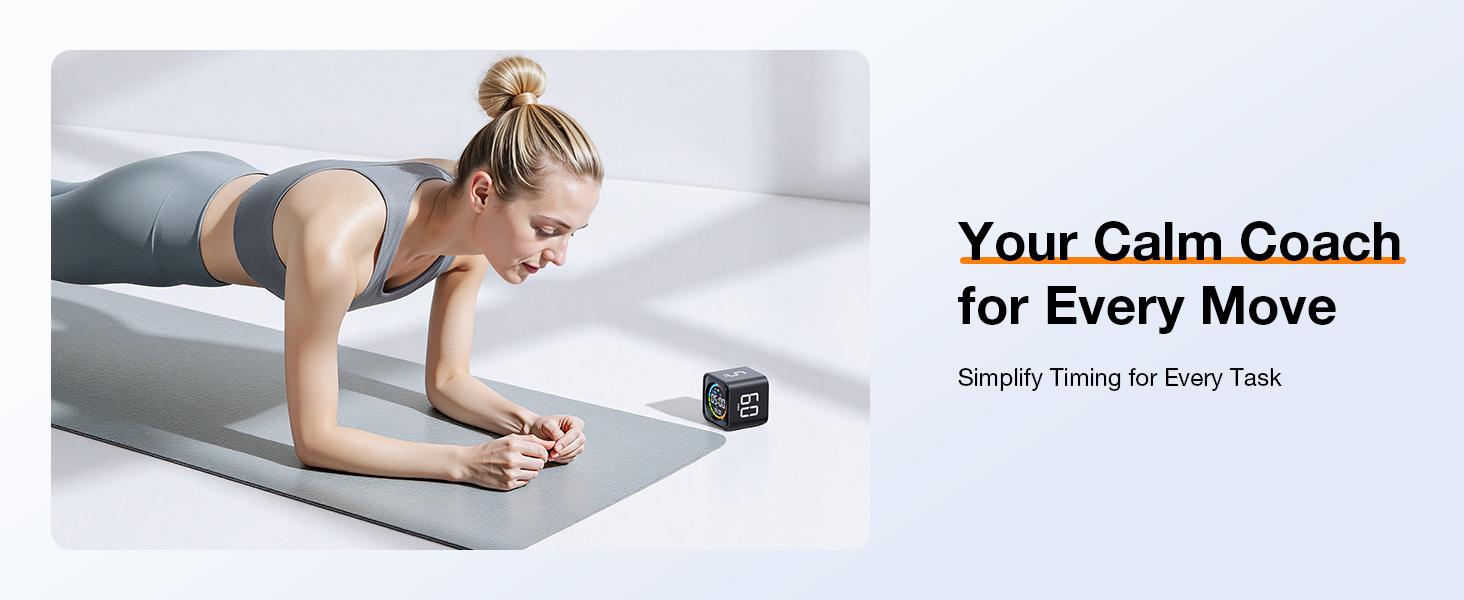 TK3 Pomodoro Timer Cube, Desk Productivity Timer with 5/10/30/60 Min Presets, Custom Countdown, Stopwatch, Clock, 3 Alarm, Silent, Vibrate & Sound Alert, for Task, ADHD, Study, Kitchen, Black