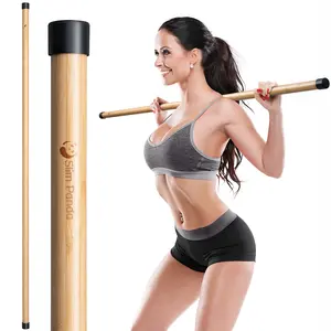 Fitness Bamboo Yoga Stick, 58.6inch Mobility Stick and Exercise Stick - Fully Adjustable Yoga Accessories Perfect for Stretching, Posture Correction, Balance