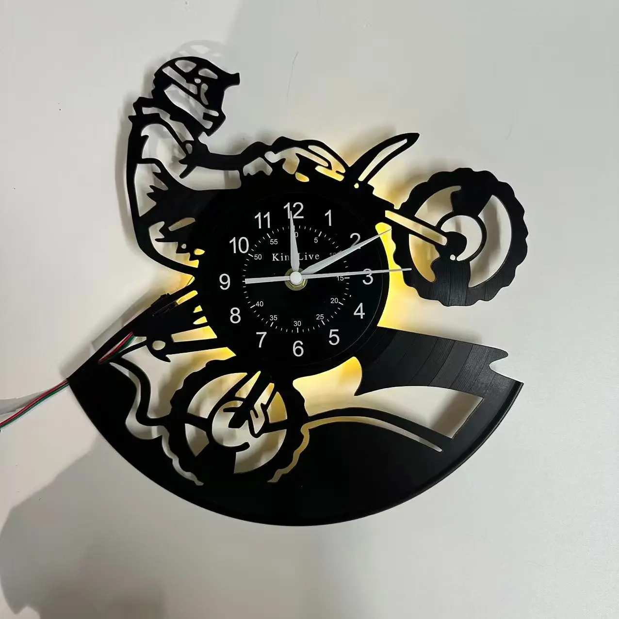 Vintage Motorcycle Vinyl LED Wall Clock,Vintage Irregular Shape Design for Living Room, Bedroom, Office - Valentine's Day, Christmas Gift,  Motorcycle Decor,Wall Decor, Birthday, Christmas gifts, Mother's Day, Ramadan, Valentine's Day