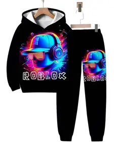 Casual Street Set, Boys & Girls 3D Stereo Printed Hoodie, School Daily Sweatpants Two-Piece, Spring & Fall Long Sleeve