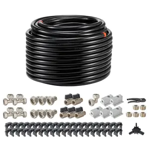 【fathersdaygift】VEVOR Air Compressor Line Kit, 200FT x 3/4", HDPE-Aluminum Compressed Air Piping System, Leak-Proof & Easy-to-Install, Compressed Air Line Tubing Kit for Garages Workshops, Black