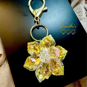 Beaded lotus flower glamour keychain fashion accessory