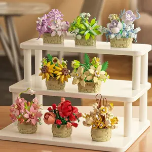 Jihui M3080-3087 Sunflower Succulent Planter Basket, Flower Bricks, Educational Building Blocks Assembly Toy, Creative Playset