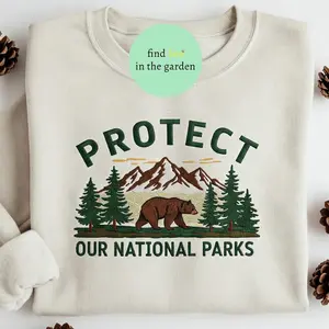 Respect Local Wildlife Embroidered Sweatshirt, Protect National Park Crewneck, Camping Granola Girl Sweater, Environmental Conservation Gift