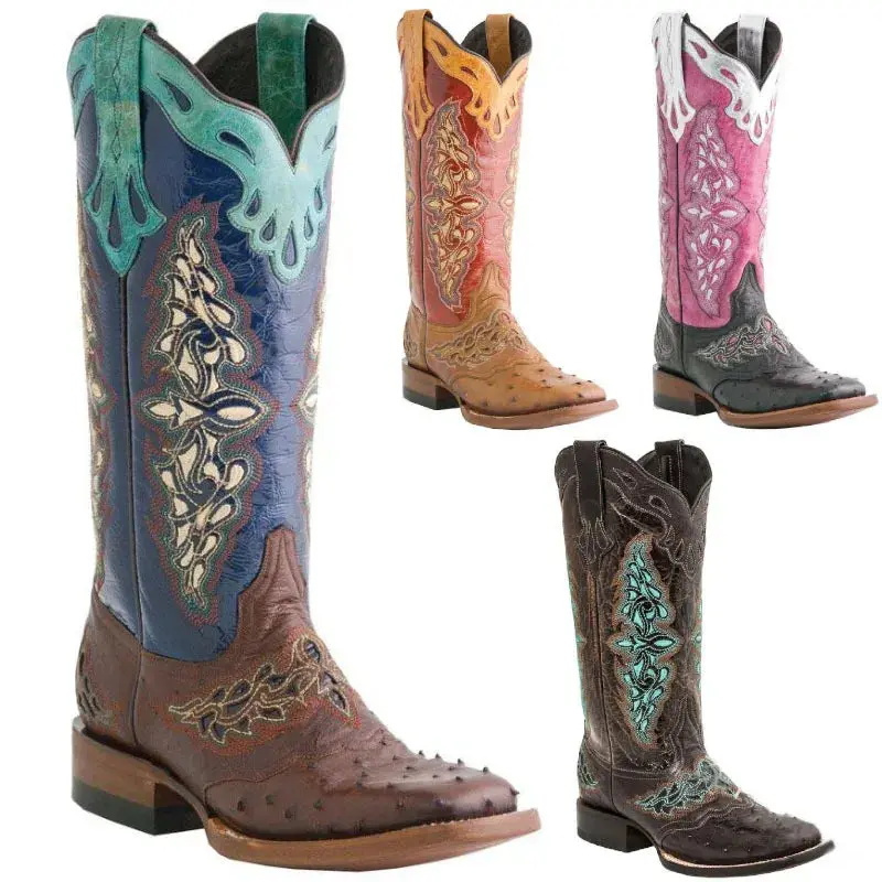 Luchese Handmade Ostrich Square Toe Boots