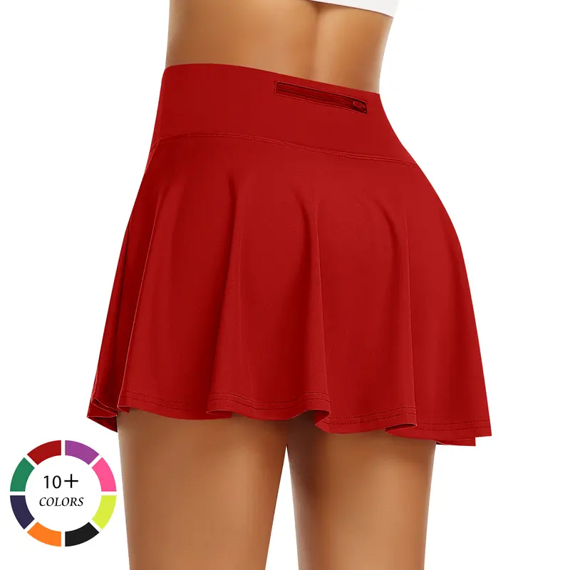 JoyGirl Women's Breathable Polyester High-Waist Pleated Skorts with Built-in Shorts, Pockets & Adjustable Waist - All Seasons Athletic Skirt for Cheerleading, Workout