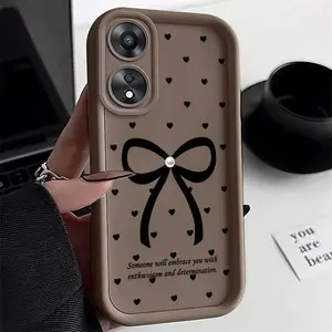 1 Piece pearl ribbon Stylish For OPPO A38 Cellphone Case Cover With Silicone Finish Featuring Shockproof Protector For Entertainment
