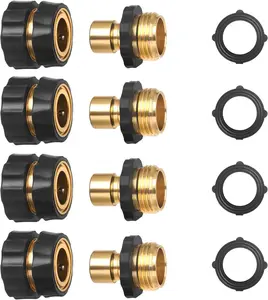 Garden Hose Quick Connect Fittings Coupler, Metal Hose Fitting Quick Connector 3/4 Inch GHT Male and Female - No Leaks Water Hoses Quick Disonnect Adapter, 4 Set