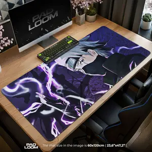 Kakashi Purple Lightning Mouse Pad - Storm Anime Desk Mat, Anime Mouse Pad, Desk Mat, PC Accessories.