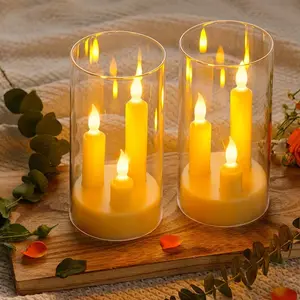 LED Flameless Candle Light, Warm Flickering Candlelight, Three Core Candles, Perfect Home Decor, Ideal for Indoor Holiday Scenes, Led Candle Lamp