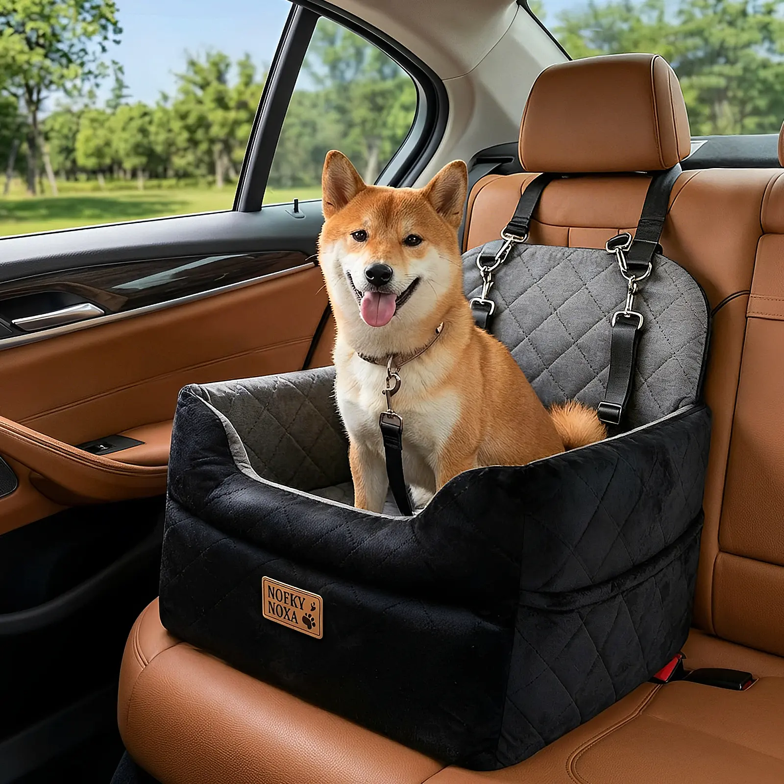 BOFNL Portable Soft Height-Increasing Pet Car Seat, pet travel bag-Washable Removable Cover, Travel Gear for Car Trips with Cats & Small Dog