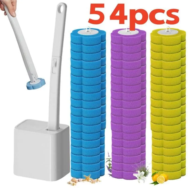 Disposable Light Bathroom Accessory Toilet Cleaning Set, Toilet Wand with Replacement Brush Heads, Fragranced, Wall-Mountable Option for Daily Bowl Cleaning